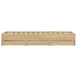 Berkfield Home Bed Frame with Drawers without Mattress Sonoma Oak 100x200 cm in Light Tan - thumbnail 7