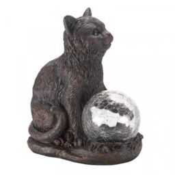 Marco Paul Cat & Dog Solar Garden Ornament with Crystal Balls Set in Grey - thumbnail 3