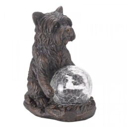 Marco Paul Cat & Dog Solar Garden Ornament with Crystal Balls Set in Grey - thumbnail 4