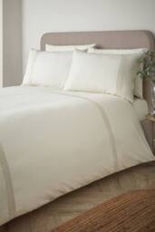 Catherine Lansfield Pintuck Easy Iron Percale Duvet Cover Set in Cream - Size: Double - thumbnail 1