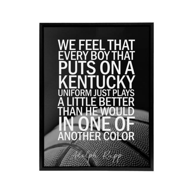 "Artery8 Basketball Coach Adolph Rupp Sport Quote Framed Canvas Wall Art Print in Grey - Size: W12"" x H16""" - image 1