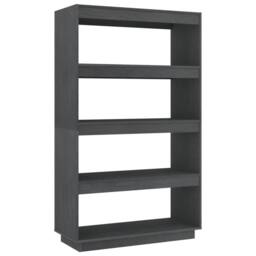Berkfield Home Beautiful Book Cabinet/Room Divider Grey 80x35x135 cm Solid Pinewood - Size: 80 x 35 x 135 cm - thumbnail 3