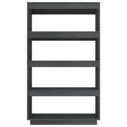 Berkfield Home Beautiful Book Cabinet/Room Divider Grey 80x35x135 cm Solid Pinewood - Size: 80 x 35 x 135 cm - thumbnail 5