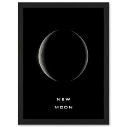 Artery8 Phases of the Moon Astronomy New Moon Lunar Space Poster Artwork Framed Wall Art Print A4 in Black - thumbnail 1
