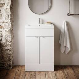Balterley Alrewas Contemporary 2 Door Vanity Basin Unit, Gloss White, 600mm in White - thumbnail 6
