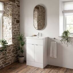 Balterley Alrewas Contemporary 2 Door Vanity Basin Unit, Gloss White, 600mm in White - thumbnail 4