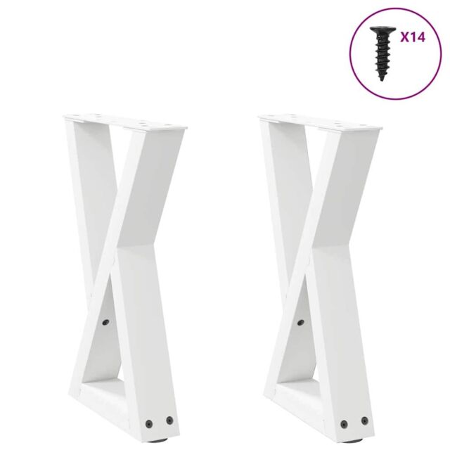 Berkfield Home Coffee Table Legs 2 pcs White 28x(42-43.3) cm Steel - image 1
