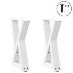 Berkfield Home Coffee Table Legs 2 pcs White 28x(42-43.3) cm Steel - thumbnail 1