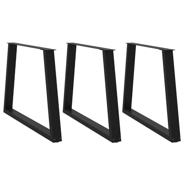 Berkfield Home Dining Table Legs V-Shape 3 pcs Black 100x(72-73.3) cm Steel - image 1