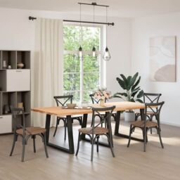 Berkfield Home Dining Table Legs V-Shape 3 pcs Black 100x(72-73.3) cm Steel - thumbnail 2