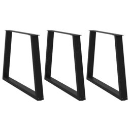 Berkfield Home Dining Table Legs V-Shape 3 pcs Black 100x(72-73.3) cm Steel - thumbnail 1