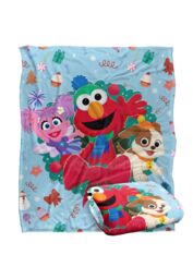 Sesame Street Furry Friends Forever Elmo Abby Wreath Silky Touch Super Soft Throw Blanket 152 X 127 cm in White - thumbnail 2
