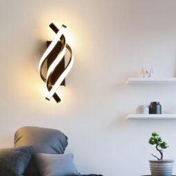 COMELY Modern LED Wall Light, 22W Black Spiral Aluminum LED Wall Lamp, 3000K - thumbnail 6