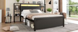 Matteo Metal Bed, Iron Bed, 4ft6 Double Bed With Multi-Color LED Strip Lights & Charging Port in Black - Size: Single Fitted - thumbnail 8