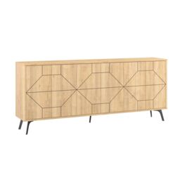 Decortie 6-Doors Push-to-open Doors Sideboard 'Dune' with Metal Legs 183cm in Natural - Size: 3 Pack - thumbnail 2