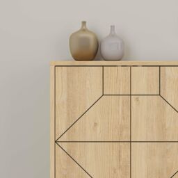 Decortie 6-Doors Push-to-open Doors Sideboard 'Dune' with Metal Legs 183cm in Natural - Size: 3 Pack - thumbnail 3