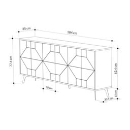 Decortie 6-Doors Push-to-open Doors Sideboard 'Dune' with Metal Legs 183cm in Natural - Size: 3 Pack - thumbnail 6