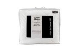 surrey down Luxury Quilted Waterproof Mattress Protector in White - Size: Double Fitted - thumbnail 1