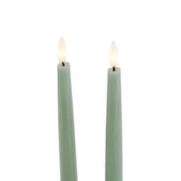 Love Lace S/2 Sage LED Wax Dinner Candles in Green - thumbnail 3