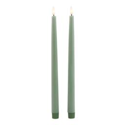 Love Lace S/2 Sage LED Wax Dinner Candles in Green - thumbnail 2