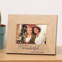 Uniqueful Personalised Most Wonderful Wood Picture Frame 6 x 4 Christmas Family in Brown - thumbnail 3