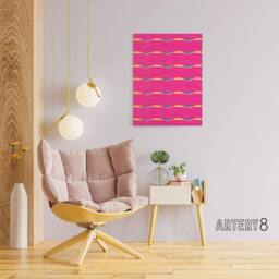 "Artery8 Textile Pattern Vibrant Pink Canvas Wall Art Print Furuya Korin - Size: W18"" x H24""" - thumbnail 3
