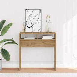 Berkfield Home Console Table Artisan Oak 78x30x80 cm Engineered Wood in Brown - Size: 78 x 30 x 80 cm - thumbnail 1