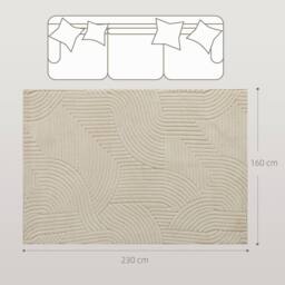 HOMCOM Modern Geometric Rug, Thick & Plush, Non-Slip, 230 x 160 cm, Cream - Size: 230 cm x 160 cm - thumbnail 3