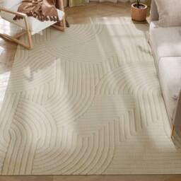 HOMCOM Modern Geometric Rug, Thick & Plush, Non-Slip, 230 x 160 cm, Cream - Size: 230 cm x 160 cm - thumbnail 2