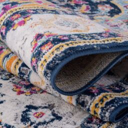 THE RUGS Marrakech Pink Navy Distressed Medallion Living Room Rug & Runner 440 - Size: 200 cm x 290 cm - thumbnail 6