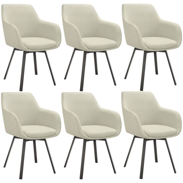 tectake Dining Chair Alicon Set Of 6 - Greige in Beige - Size: 6 Pack - image 1