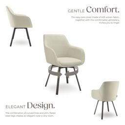 tectake Dining Chair Alicon Set Of 6 - Greige in Beige - Size: 6 Pack - thumbnail 3