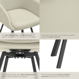 tectake Dining Chair Alicon Set Of 6 - Greige in Beige - Size: 6 Pack - thumbnail 5