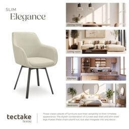 tectake Dining Chair Alicon Set Of 6 - Greige in Beige - Size: 6 Pack - thumbnail 7