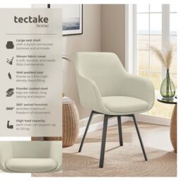 tectake Dining Chair Alicon Set Of 6 - Greige in Beige - Size: 6 Pack - thumbnail 2