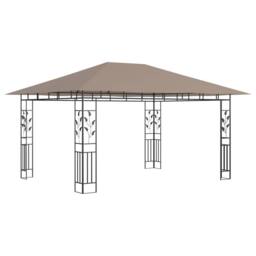 Berkfield Home Gazebo with Mosquito Net 4x3x2.73 m Taupe 180 g/m ² - thumbnail 1