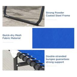 OUTSUNNY 2 Pcs Folding Beach Chair Chaise Lounge 4 Adjustable Positions in Blue - thumbnail 5