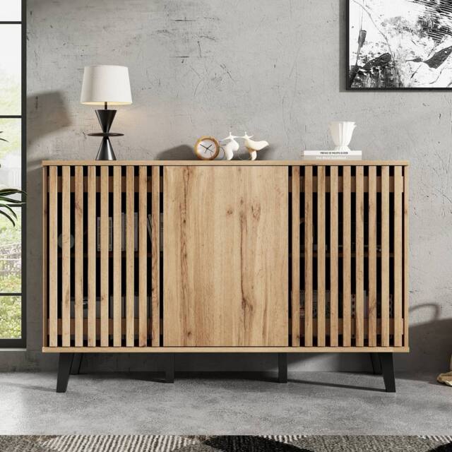 Matteo Modern Vintage Wood Effect Sideboard Cabinet with 3 Doors in Natural - image 1