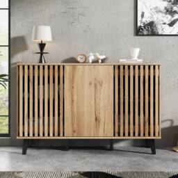 Matteo Modern Vintage Wood Effect Sideboard Cabinet with 3 Doors in Natural