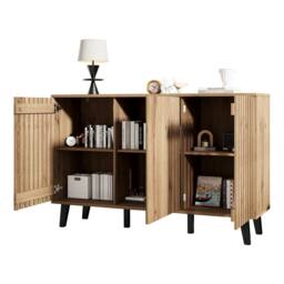 Matteo Modern Vintage Wood Effect Sideboard Cabinet with 3 Doors in Natural - thumbnail 6