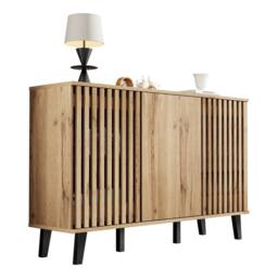 Matteo Modern Vintage Wood Effect Sideboard Cabinet with 3 Doors in Natural - thumbnail 3