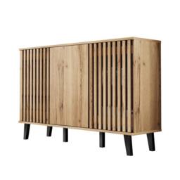 Matteo Modern Vintage Wood Effect Sideboard Cabinet with 3 Doors in Natural - thumbnail 8