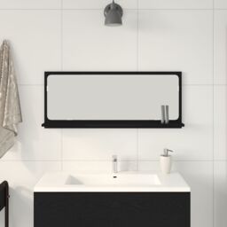 Berkfield Home Black Oak Bathroom Mirror - 90x10.5x37 cm, Made from Engineered Wood - Size: 90x10.5x37 cm - thumbnail 4