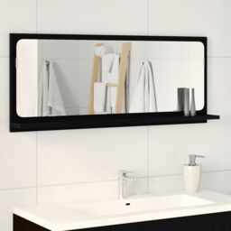 Berkfield Home Black Oak Bathroom Mirror - 90x10.5x37 cm, Made from Engineered Wood - Size: 90x10.5x37 cm