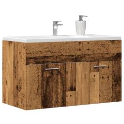 Berkfield Home Bathroom Sink Cabinet Old Wood 90x38.5x46 cm Engineered Wood in Brown - thumbnail 2