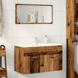 Berkfield Home Bathroom Sink Cabinet Old Wood 90x38.5x46 cm Engineered Wood in Brown - thumbnail 3