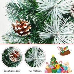 Costway 2 FT/ 60CM Snow Flocked Pine Artificial Christmas Tree Pine Cone Xmas Decoration in Green - thumbnail 5