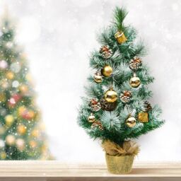 Costway 2 FT/ 60CM Snow Flocked Pine Artificial Christmas Tree Pine Cone Xmas Decoration in Green - thumbnail 3