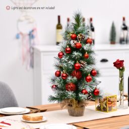 Costway 2 FT/ 60CM Snow Flocked Pine Artificial Christmas Tree Pine Cone Xmas Decoration in Green - thumbnail 4