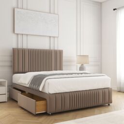 "BSSPOKE Rosie Plush Velvet Divan Bed Set 24"" Headboard & 4Drawers No Mattress in Bronze - Size: Double" - thumbnail 2